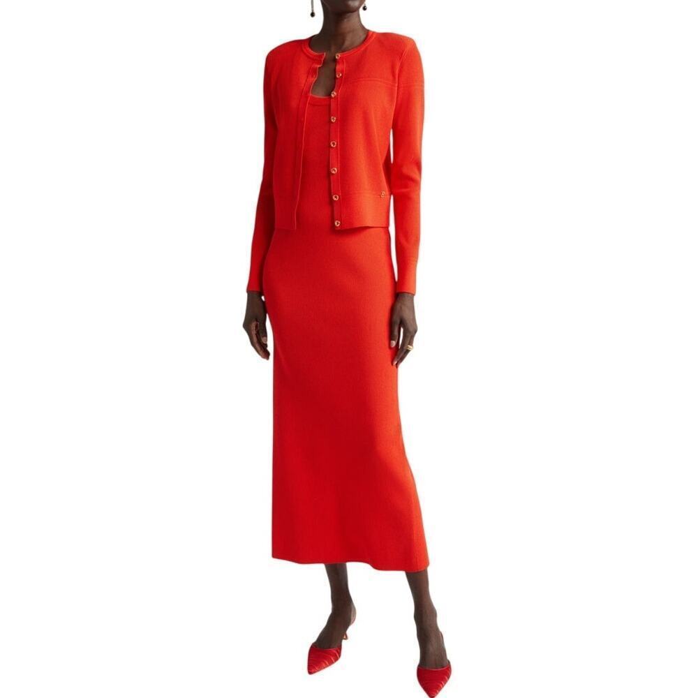 St. John Red scoop neck tank maxi dress Small